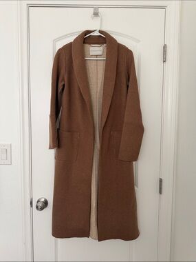 Aritzia The Group by Babaton Brown Long Open-Front Cardigan Coat
